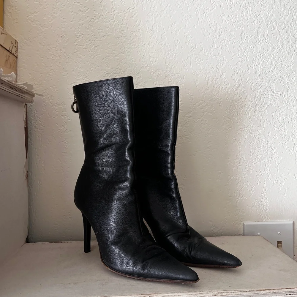 Italian Black Leather Boots - Picture 2 of 14